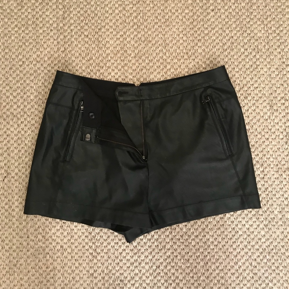 BCBG Black Leather Shorts